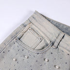 Pearl Vintage Loose Denim Shorts — back view