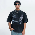 Black Vintage Graphic Oversized T-Shirt — back view