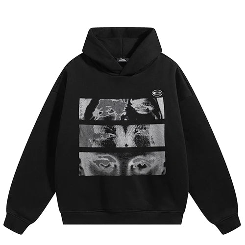 Vintage Eye Graphic Hoodie — fabric close-up