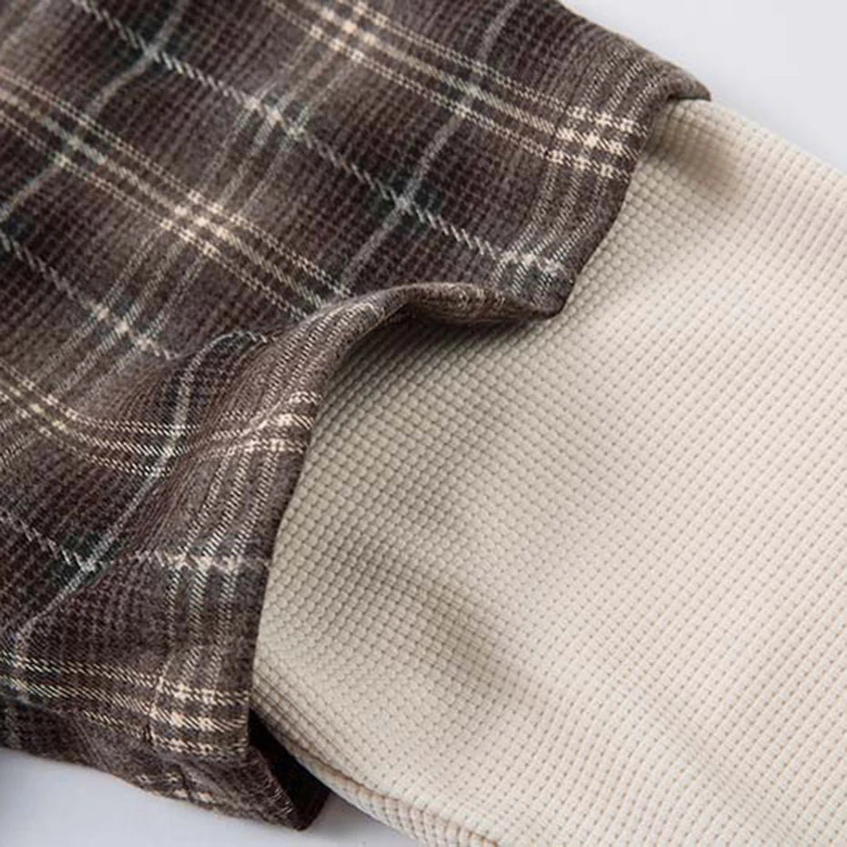 Vintage Plaid Loose Shirt — fabric close-up