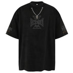 Y2K Vintage Suede Oversized T-Shirt — detail shot