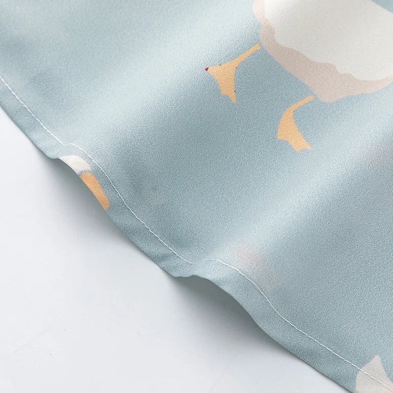 Duck Egg Graphic Hawaiian Shirt — fabric close-up