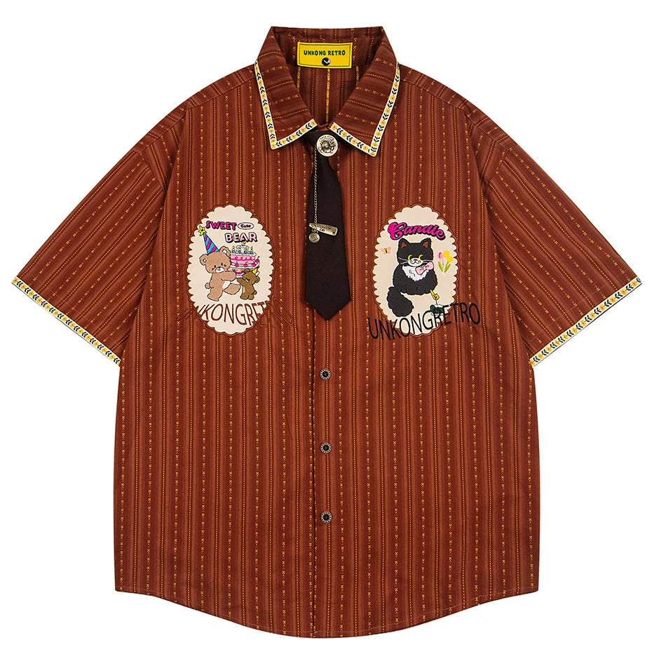 Cartoon Cat Graphic Oversized Shirt — styling shot