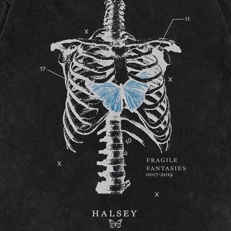Butterfly Skeleton Washed T-Shirt — back view