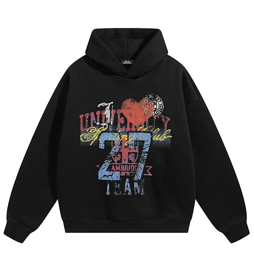 Vintage Graffiti Graphic Hoodie — fabric close-up