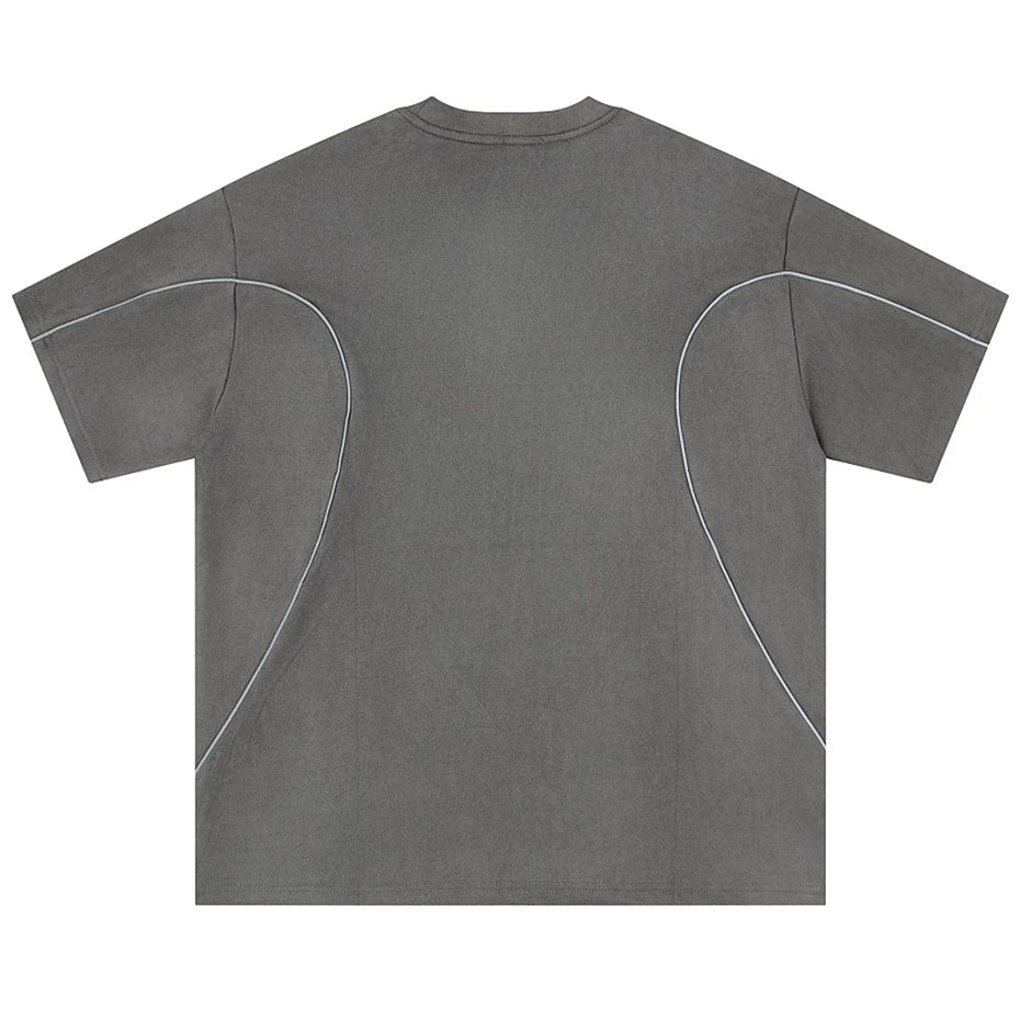 Vintage Striped Suede Oversized T-Shirt — front view