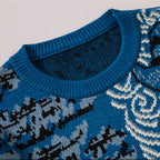 Vintage Graffiti Graphic Knit Oversized Sweater — front view
