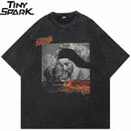 Vintage Retro Black Washed T-Shirt — front view