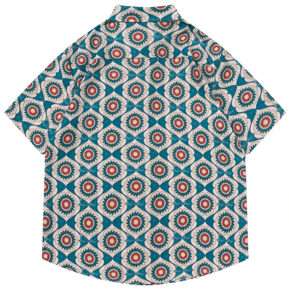 Sleeve Vintage Graphic Loose Shirt — front view
