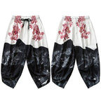 Floral Print Baggy Sweatpants — fabric close-up