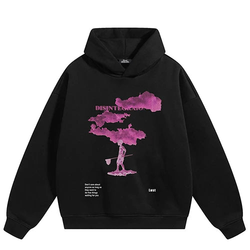 Pink Graphic Hoodie — fabric close-up