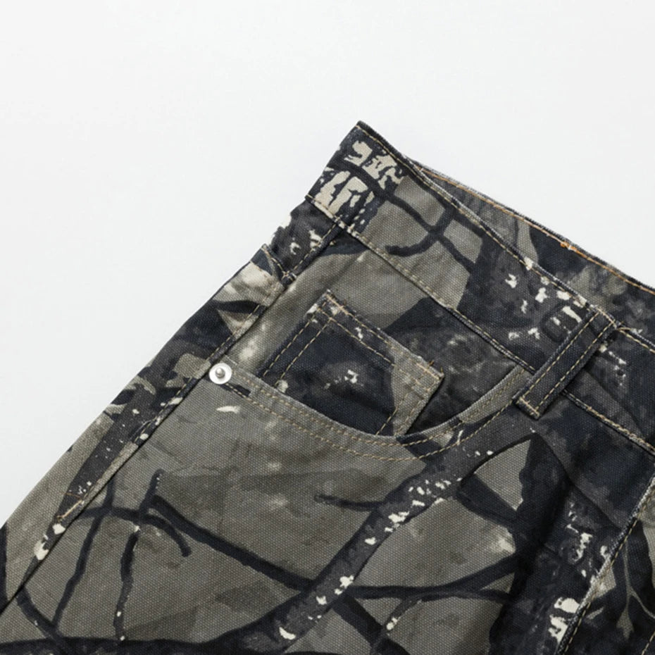 Vintage Graphic Denim Loose Jeans — back view