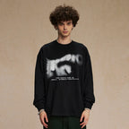 Black Graphic Long Sleeve Tee — front view