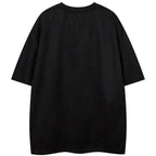Vintage Skeleton Graphic Suede Loose T-Shirt — front view