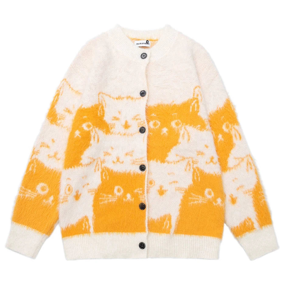 Car Y2K Cat Graphic Knit Oversized Sweater — styling shot