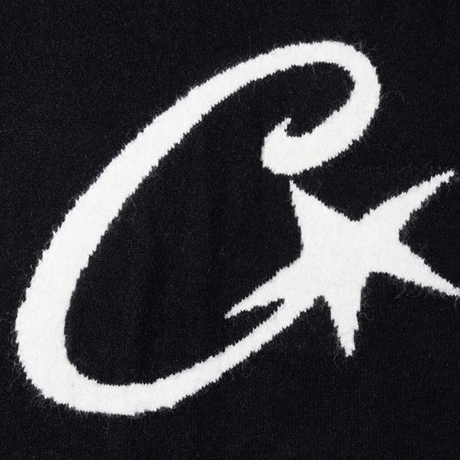 Sweaters Y2K Star Graphic Knit Oversized Sweater — fit shot