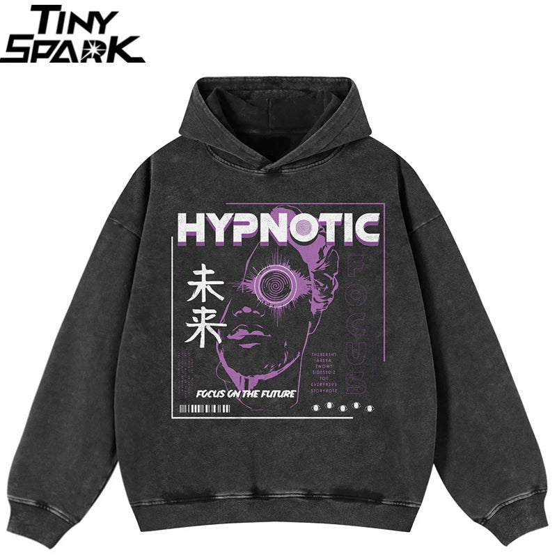 Vintage Anime Cartoon Graphic Hoodie — front view