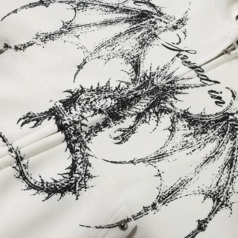 Hooded Vintage Zip Oversized Jacket — fabric close-up