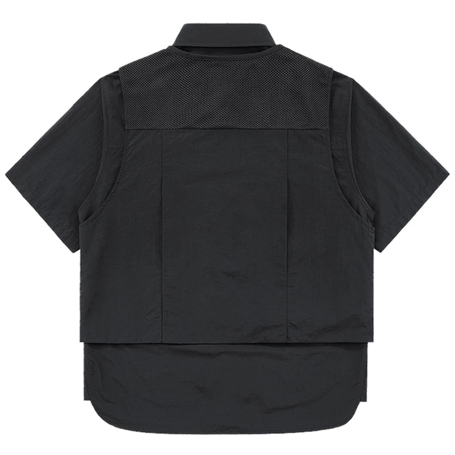 Multi Pocket Cargo Shirt & Vest Set — front view