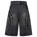 Vintage Patchwork Loose Denim Shorts — back view