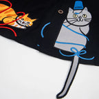 Cat Embroidered Loose Shirt — fabric close-up