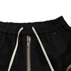 Side Black Baggy Cargo Pants — back view