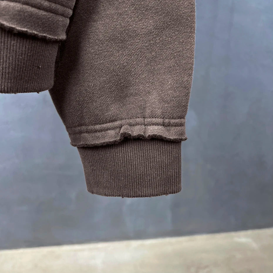 Vintage Ripped Oversized Jacket — fabric close-up