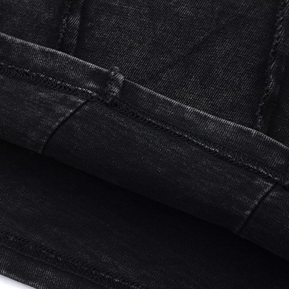 Punk Black Patchwork Oversized T-Shirt — fabric close-up