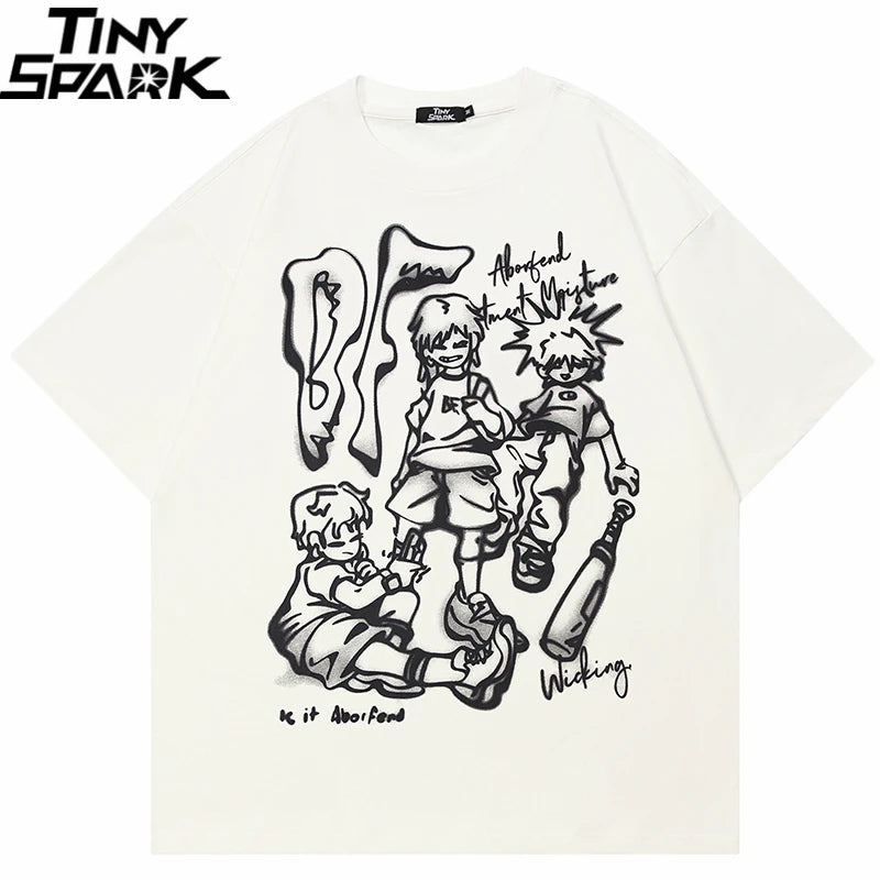 Anime Cartoon Graphic T-Shirt — detail shot