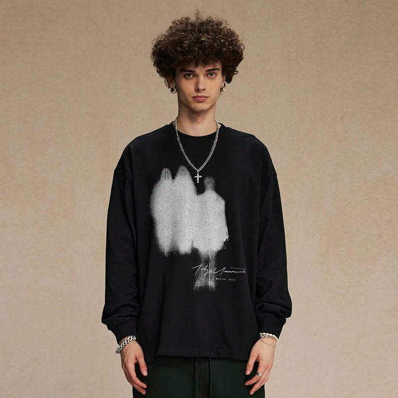 Black Shadow Graphic Long Sleeve Tee — front view