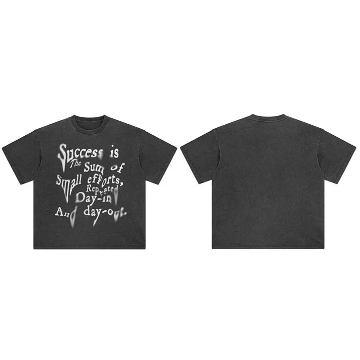 Letter Retro Black Washed T-Shirt — side view