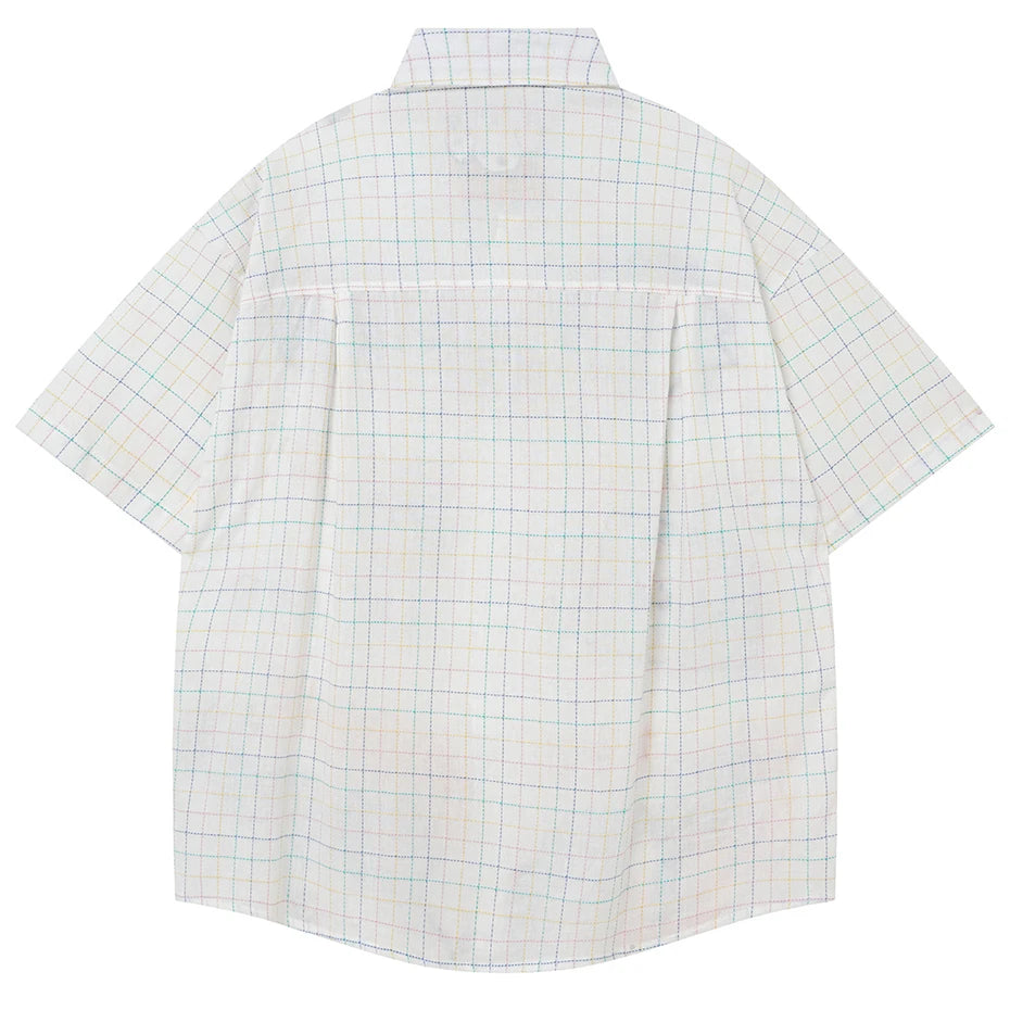 Y2K Cat Patchwork Loose Shirt — front view