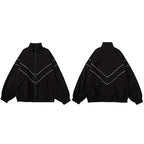 Sport Black Striped Zip Coat — fit shot