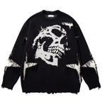Vintage Skull Graphic Knit Oversized Sweater — styling shot