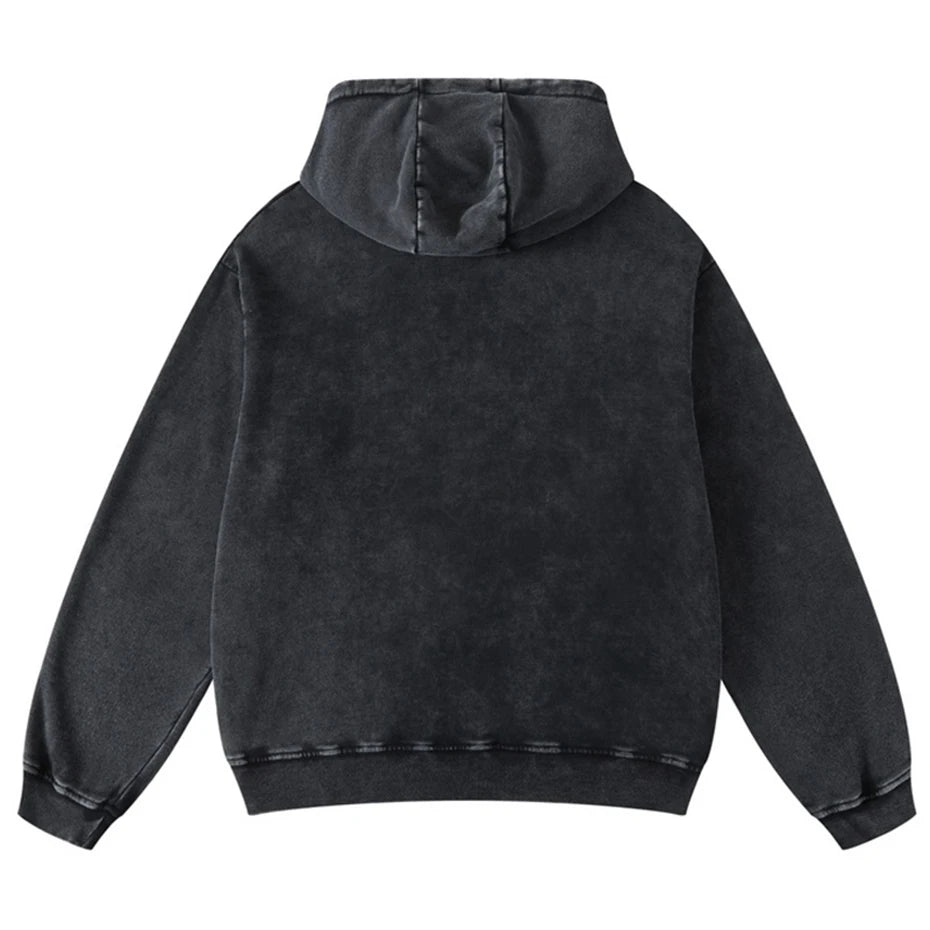 Vintage Print Oversized Hoodie — back view