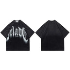 Gradient Letter Graphic Oversized T-Shirt — side view