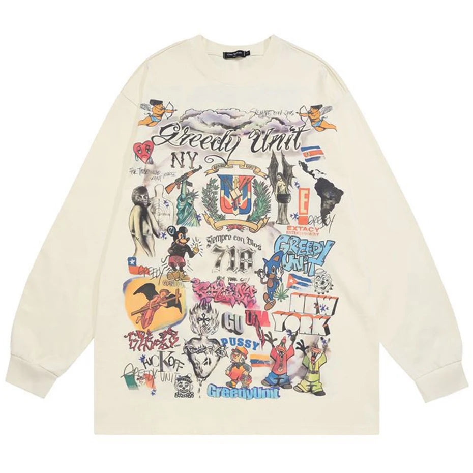 Gods Retro Beige Cross Graphic T-Shirt — styling shot