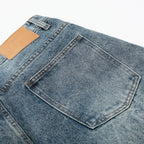 Y2K Vintage Blue Loose Denim Shorts — fabric close-up