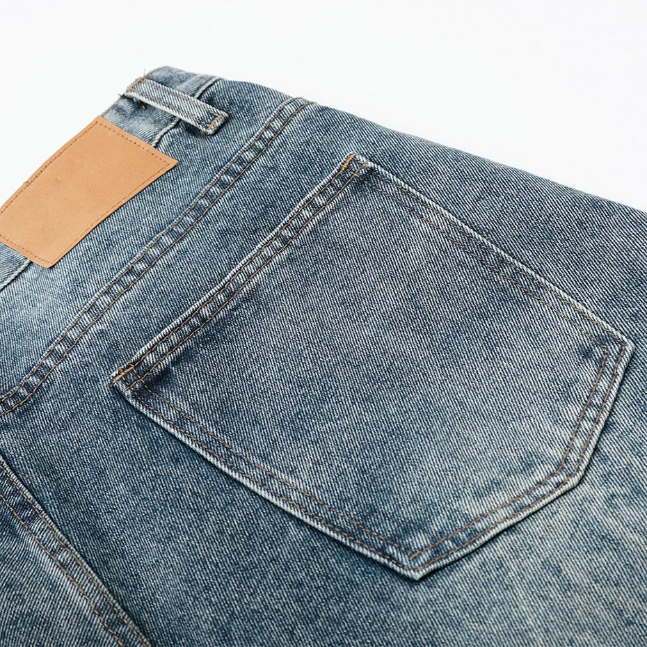 Y2K Vintage Blue Loose Denim Shorts — fabric close-up