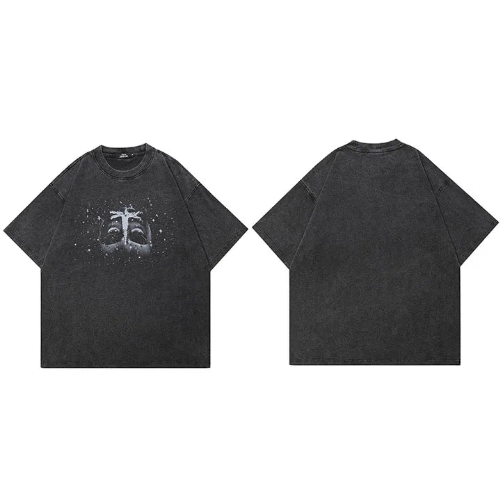 Black Mask Faded T-Shirt — detail shot