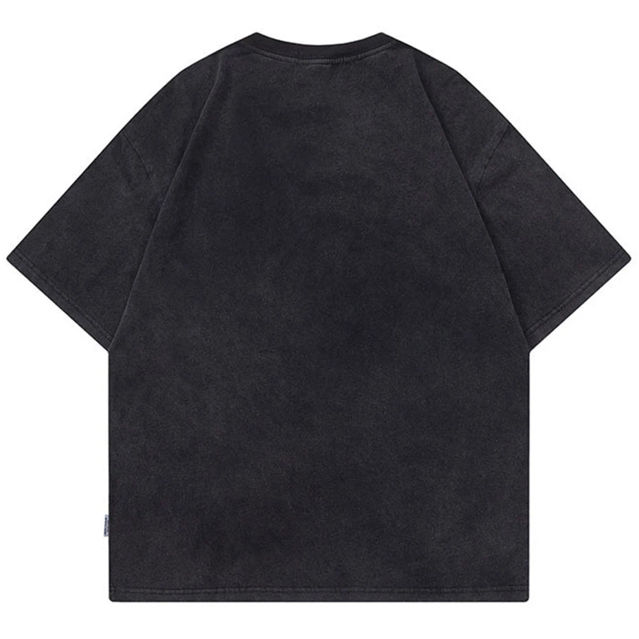 Y2K Black Spider Print Oversized T-Shirt — front view