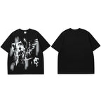 Y2K Black Anime Cartoon Graphic T-Shirt — side view
