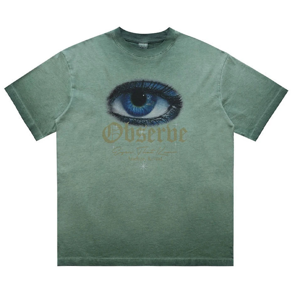 Vintage Eyes Graphic Oversized T-Shirt — front view
