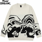 Retro Skull Graphic Knit Sweater — front view