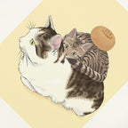 Y2K Beige Cats Cartoon Graphic T-Shirt — detail shot