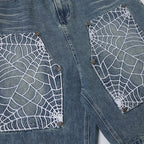 Net Vintage Patchwork Loose Denim Shorts — fit shot