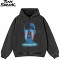 Hipster Black Graphic Oversized Hoodie — front view