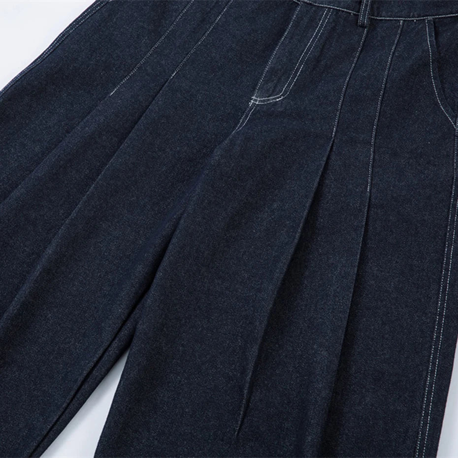 Pleated Denim Baggy Jeans — detail shot