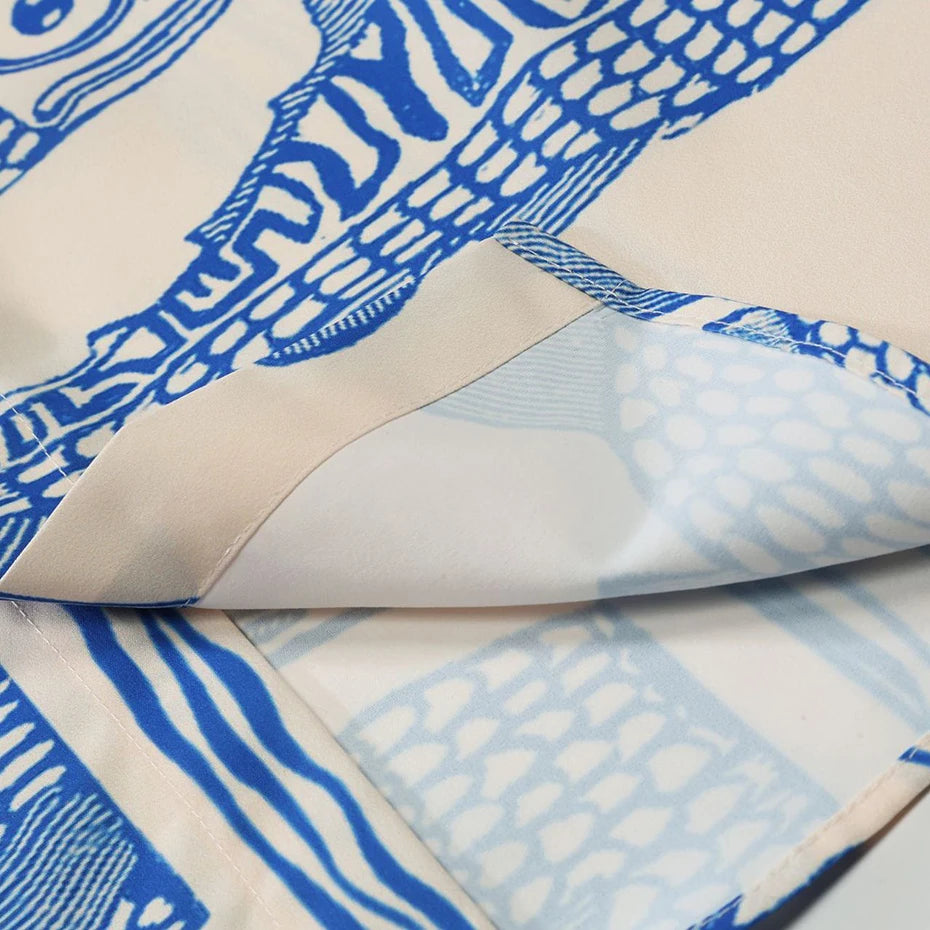 Vintage Print Loose Shirt — fabric close-up