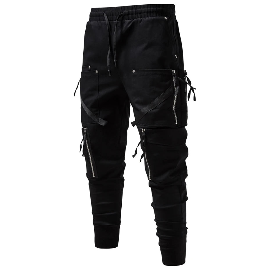 Y2K Techwear Zip Pocket Cargo Pants — front view